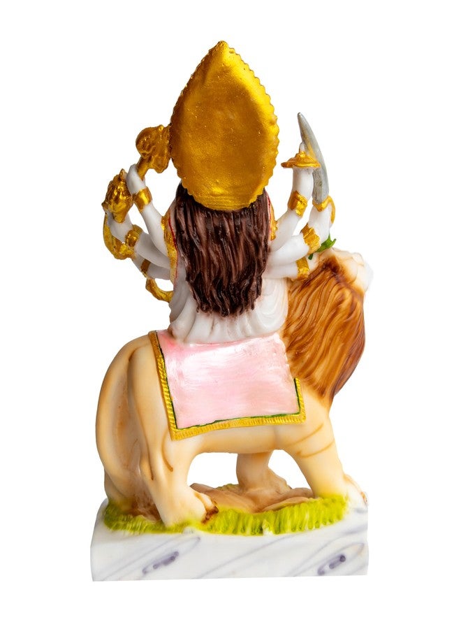 FABZONE Durga MATA Idol | Sherawali MATA Murti for Home Temple & Pooja | Marble Dust Maa Durga Statue | Sherawali Devi Murti for Navratri Decor and Worship 8.5 Inches - Image 4